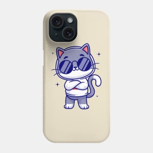 Cute Cool Cat Wearing Eyeglasses And Hoodie Cartoon Phone Case