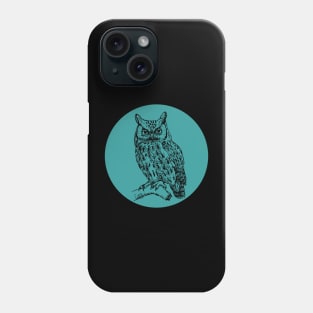 Halloween Owl, Portents, Omens, Signs, and Fortunes - Teal and Black Style Phone Case