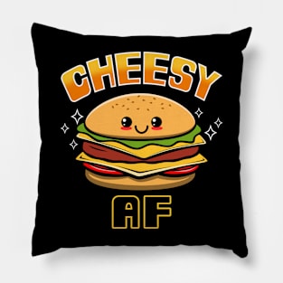 Funny Cute Kawaii Cheeseburger Funny Meme Gift For Burger Lovers Pillow