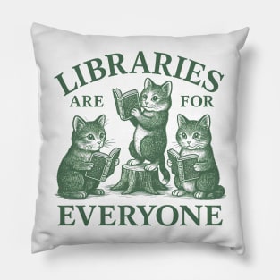 Libraries Are For Everyone Cat Read Banned Book Librarian Pillow