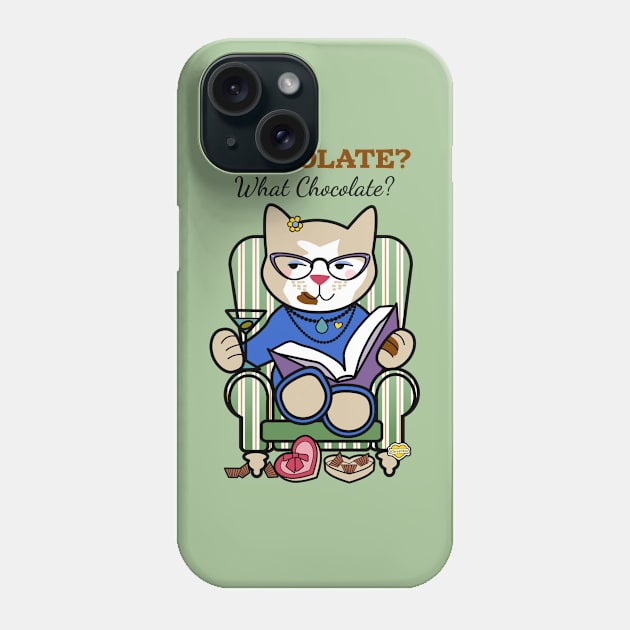 Chocolate? What Chocolate? Chocolate Addict Cute Cat Phone Case by Sue Cervenka