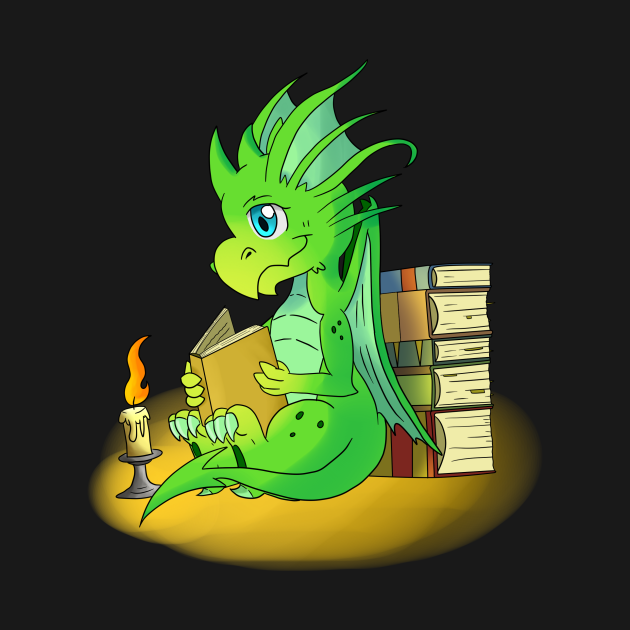 Book Dragon Reading Pin TeePublic