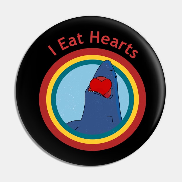 I Eat Hearts Funny Shark Boys Girls Valentines Day Pin by JHFANART