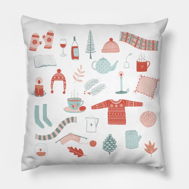 Hygge Cosy Things Pillow by NicSquirrell