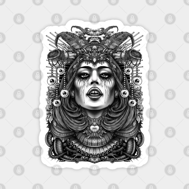 Occult Queen  Black and White Magnet by Winya