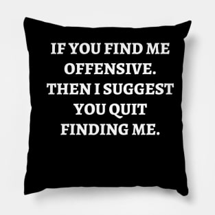 If you find me offensive. Then I suggest you quit finding me Pillow