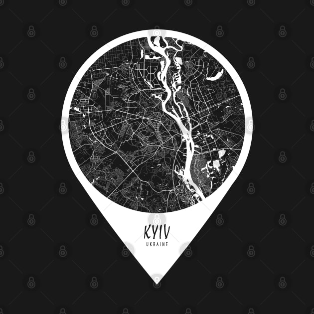 Kyiv, Ukraine City Map - Travel Pin by deMAP Studio