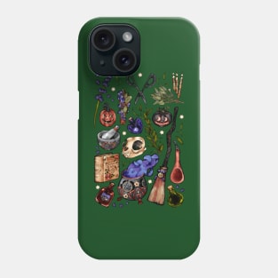 Kitchen Witch Green background Phone Case