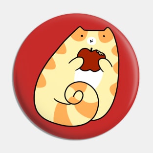 Tabby Cat Eating an Apple Pin