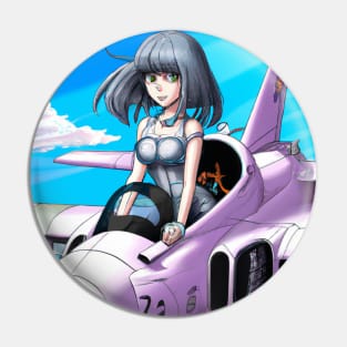 Anime Girl Flying a Jet Pin