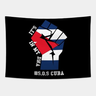 Sos Cuba Flag Cuban Power Pride it's in my DNA Vintage Tapestry