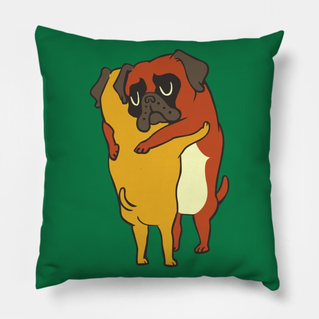 Boxer Hugs Pillow by huebucket