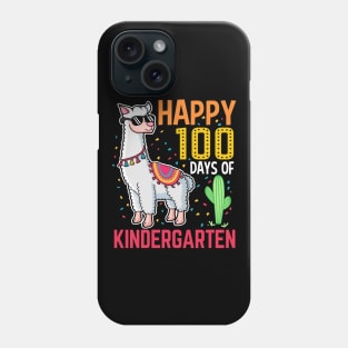 Llama Happy 100 Days Of Kindergarten Students Teacher Phone Case