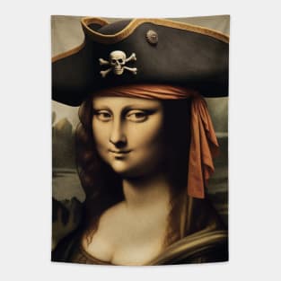 Mona Lisa wear Pirate Hat : Stylish National Hat Day Tapestry