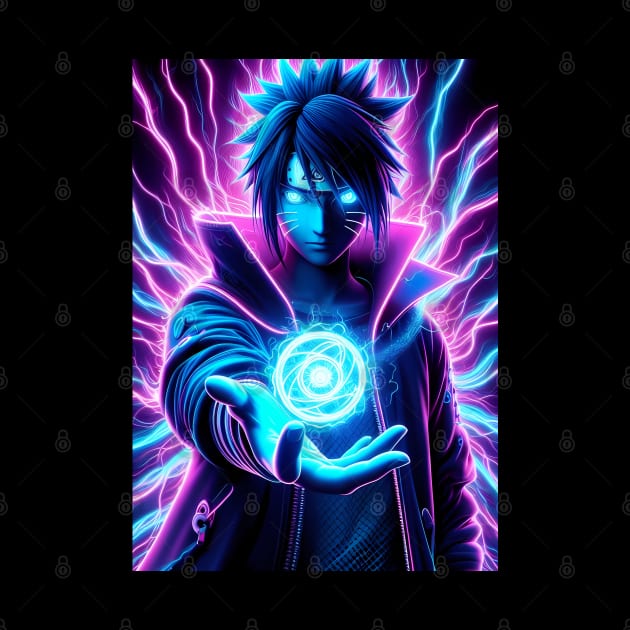 Sasuke neon cyberpunk by San Creative