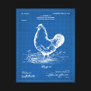 Chicken Hens Patent - Chef Cook Chicken Coop Art - Blueprint T-Shirt