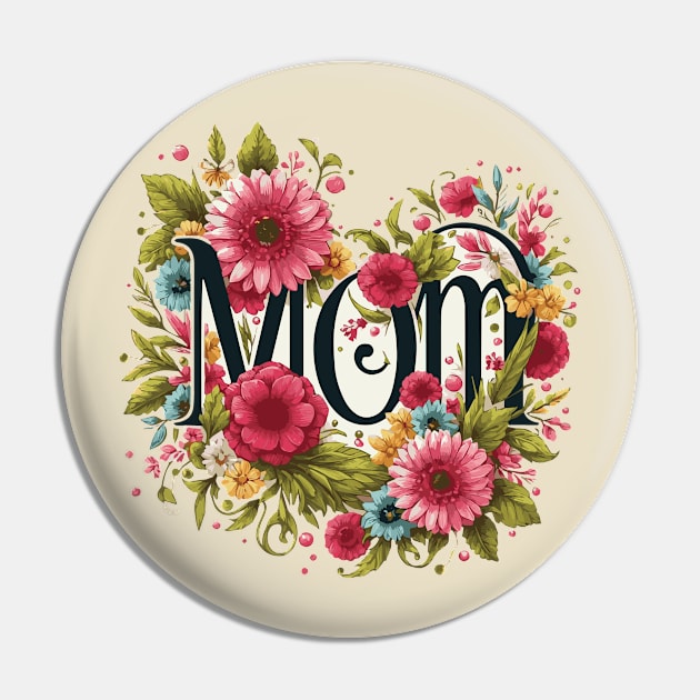 Worlds Best Mom Heart and Flowers Pin by Heartsake