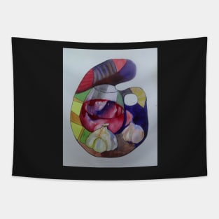 Palette with wine and garlic Tapestry