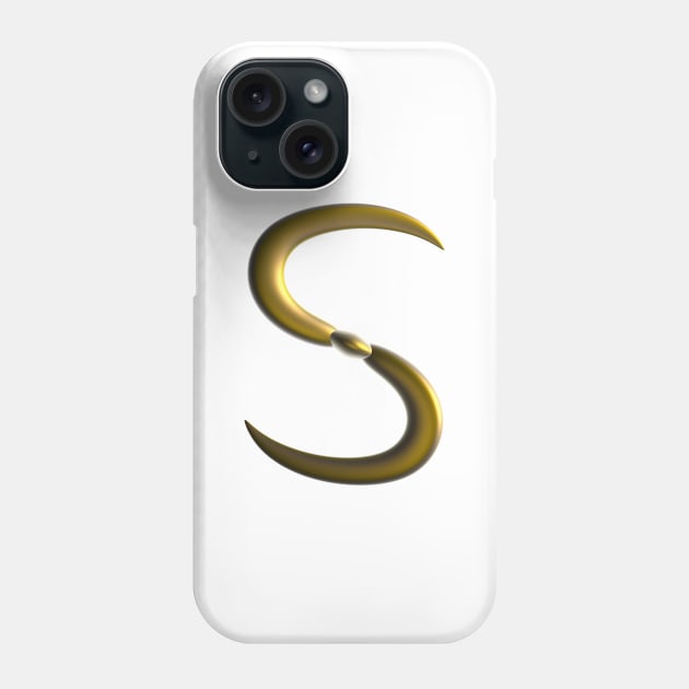 Future Typo 4 - Gold 3D Letter S Phone Case by Jan Tomas