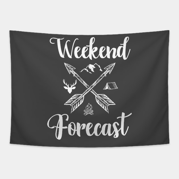 Weekend Forecast Camping Adventure hiking Travel Gift Tapestry by shamyin