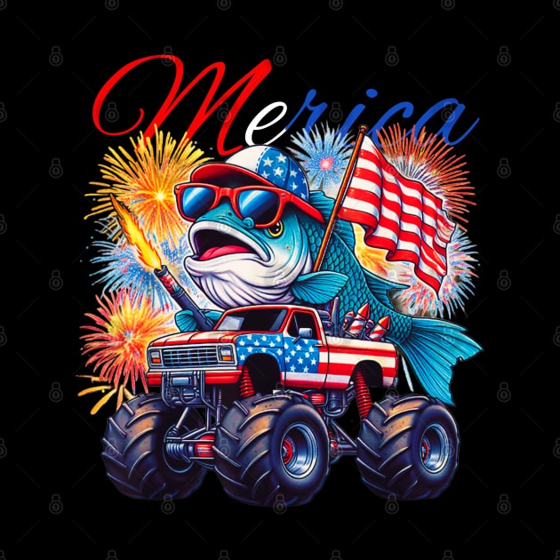 Fish riding monster truck for 4th of july by Dreamsbabe