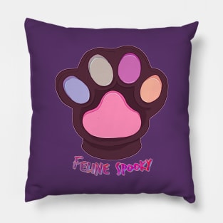 Feline Spooky || Black paw version Pillow