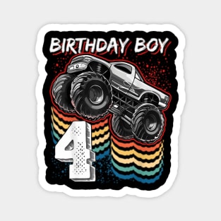 Birthday Boy 4 Monster Truck 4Th Birthday Magnet