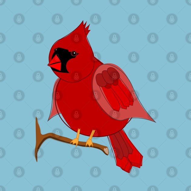 Cute Chubby Red Cardinal Bird on Branch by NaturalDesign