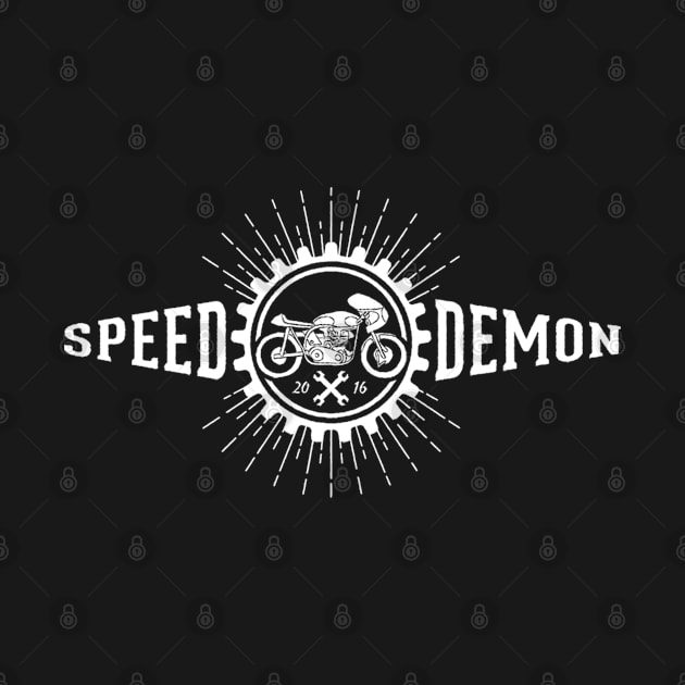 Motorcycle Series: Speed Demon (White Text and Graphic) by Jarecrow 