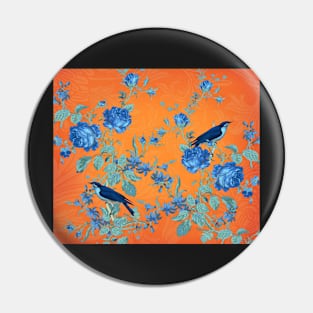 Collage Indigo and Orange Pin