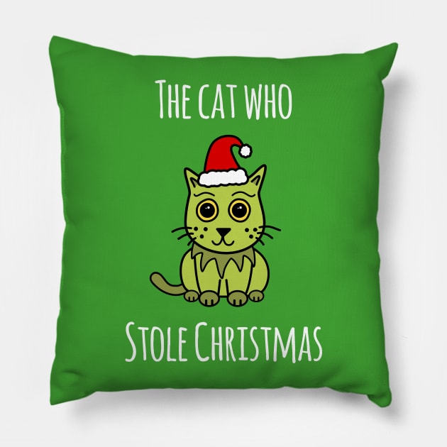 'The Cat Who Stole Christmas' Pillow by bluevolcanoshop@gmail.com