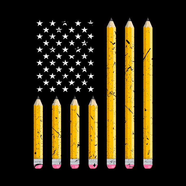 America Teacher US Flag Pencil by Humbas Fun Shirts