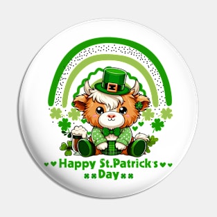 St. Patrick’s Day Highland Cow Luck of the Cute Highland: St. Paddy's Cow Pin