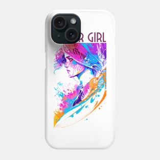 surfer girl, beach surf, wave riding, v2 Phone Case