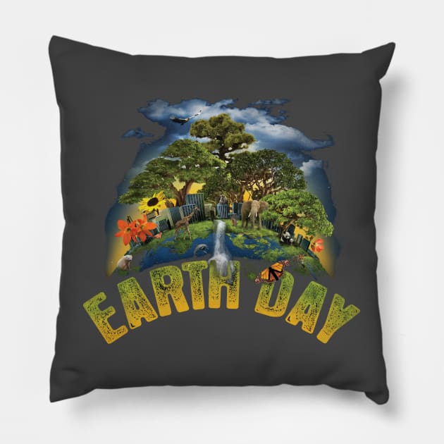Our Classic Earth Day Poster for Dark Colors Pillow by Spacestuffplus
