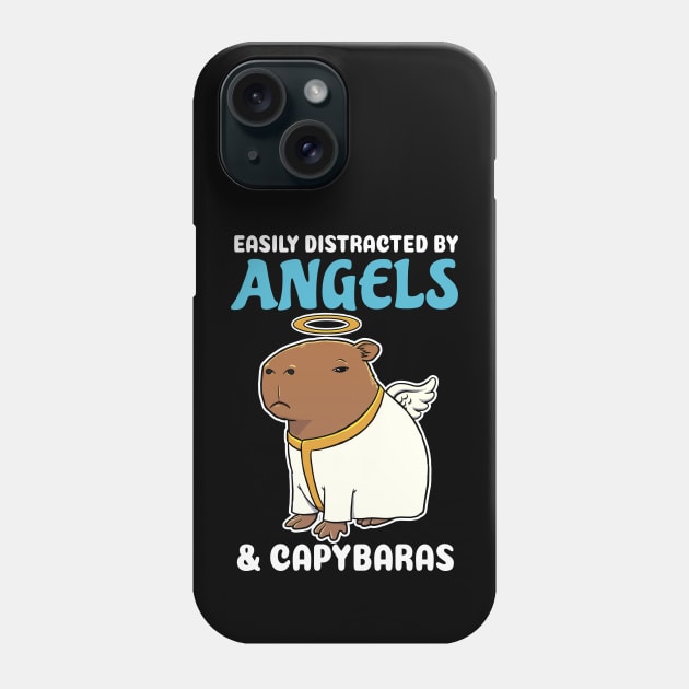 Easily Distracted by Angels and Capybaras Cartoon Phone Case by capydays