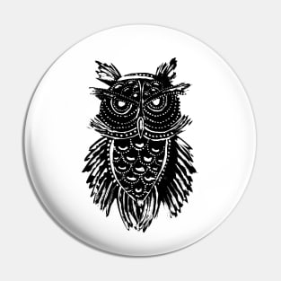 Black Tribal Owl Pin