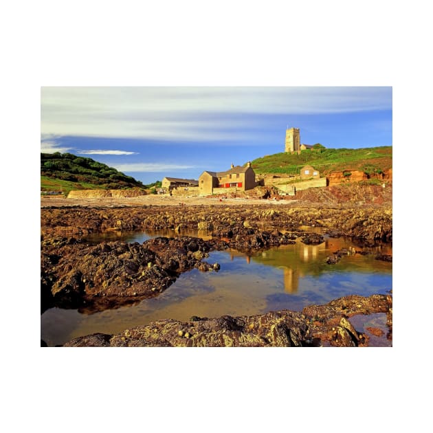 Wembury Beach & St Werburghs Church by galpinimages