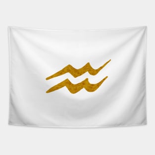 Aquarius Golden Symbol Tapestry