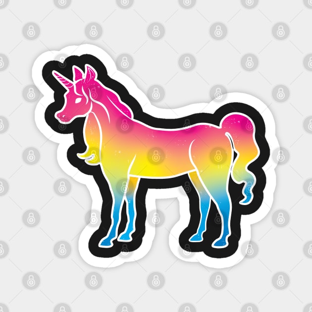 Pansexual Pride Unicorn on Black Magnet by AliceQuinn