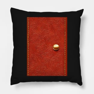 Brown Ornamental Leather, natural and ecological leather print #63 Pillow