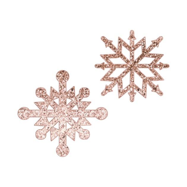 Sparkling rose gold glitter snowflakes by RoseAesthetic
