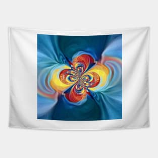 primary colours turquoise blue yellow and red twisting cyclone style design Tapestry