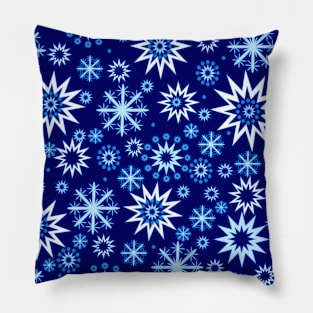 Winter pattern with snowflakes on blue Pillow