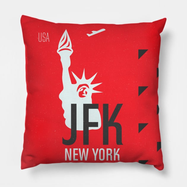 JFK airport RED Pillow by Woohoo