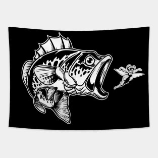 Largemouth Bass Eating Tinkerbell Tapestry