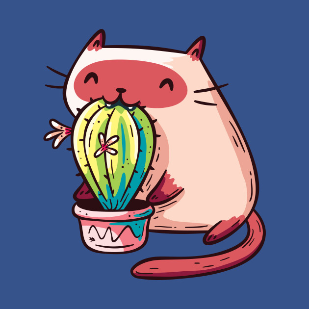 Cat Eating Cactus Cat Long Sleeve T Shirt Teepublic