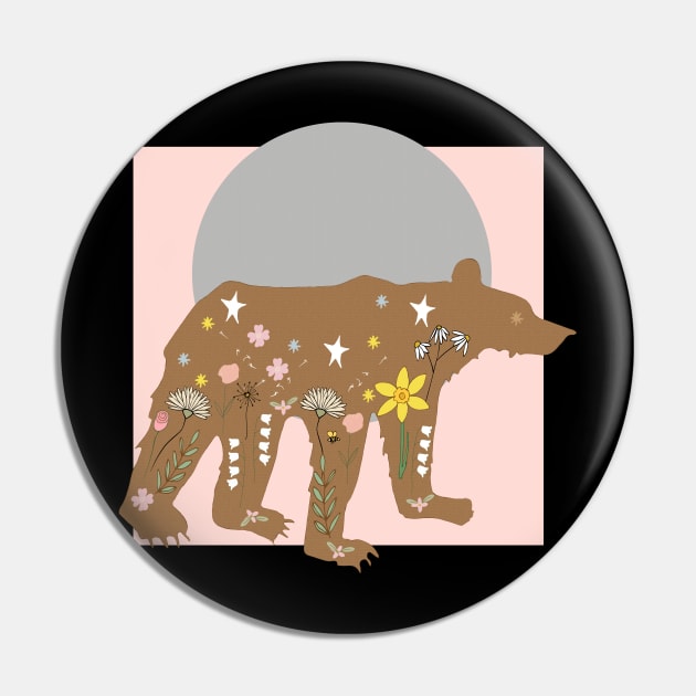 Meadow Brown Bear Pin by Little Birds