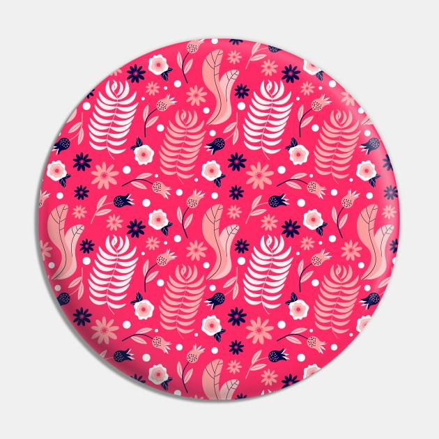 Floral Navy Pink Pattern Pin by Patternos