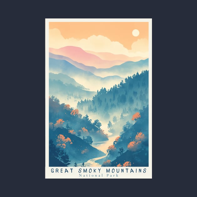 Great Smoky Mountains national park travel poster by GreenMary Design